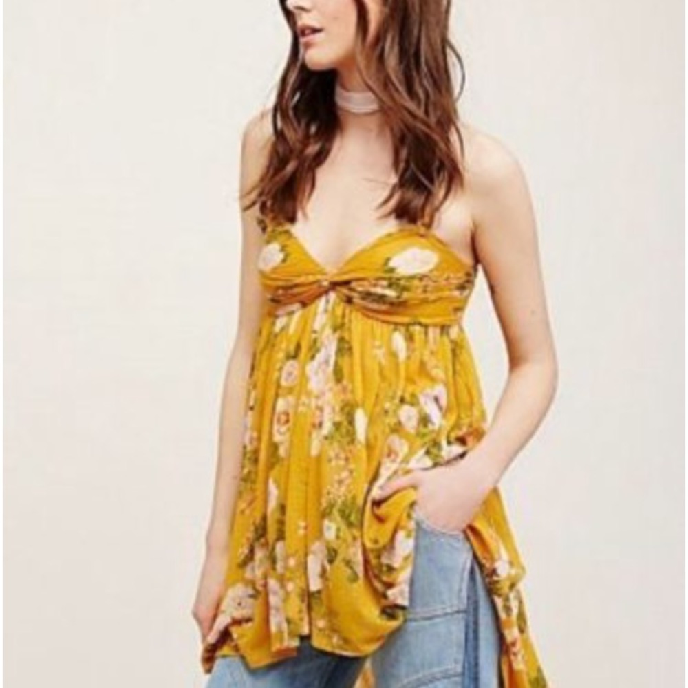 Free People Yellow Floral Camisole, spring Summer| M | NWOT